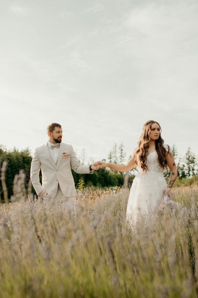 Sunset portraits at Hillside Farms wedding venue in Olympia